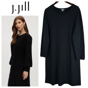 J. Jill Sweater Dress Sz XL 14 16 Black Stretch Quiet Luxury Career Chic
